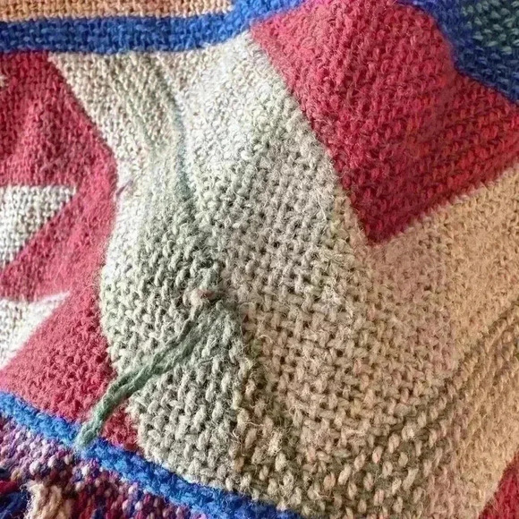 Vtg Women’s Sz M/L 80s Blanket Vest‎ Southwestern Rodeo Boho Tapestry Fringe - Picture 10 of 11